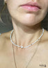 Boho Necklace,Seed Bead Choker, Black and White Crystal